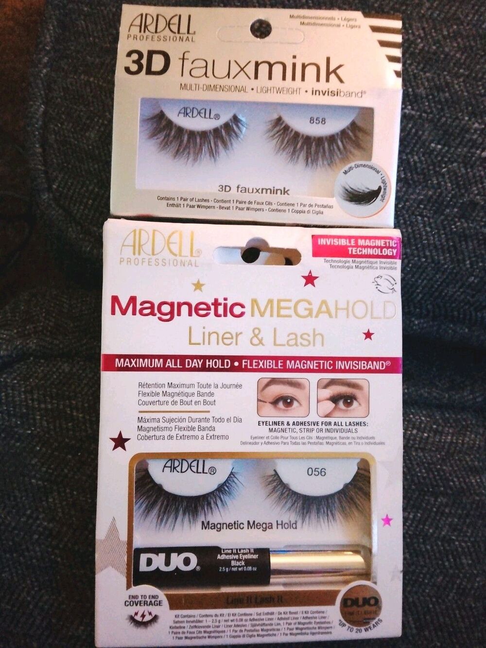 Ardell 3D Faux Mink Lashes & Magnetic MegaHold Liner Lash Kit 858 Black Set - Picture 1 of 5